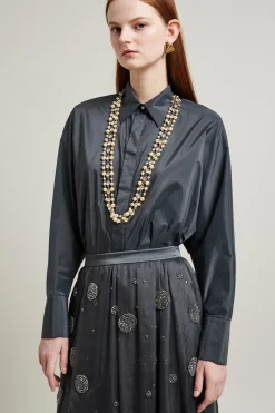Camicia in taffetà - Antracite