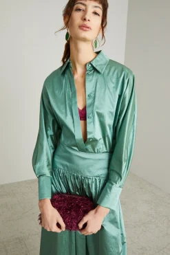 Camicia in taffetà - Verde