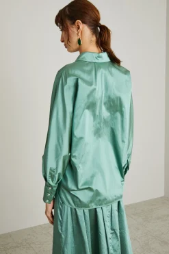 Camicia in taffetà - Verde