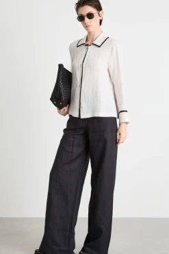 Camicia in tela - Bianco Nero