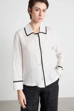 Camicia in tela - Bianco Nero