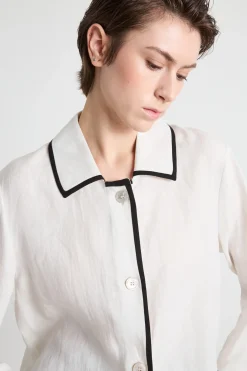 Camicia in tela - Bianco Nero
