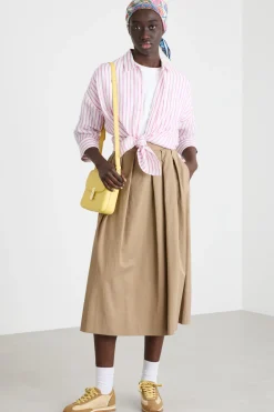 Camicia in tela con maniche tre quarti - Rosa Bianco