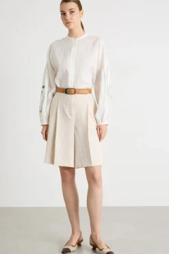 Camicia in tela con motivo ricamato - Bianco
