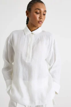 Camicia in tela con spacchi - Bianco