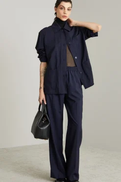 Camicia in tela di lana - Blu Notte