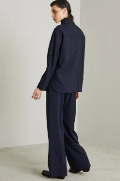 Camicia in tela di lana - Blu Notte