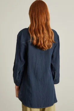 Camicia in tela di lino - Blu Notte