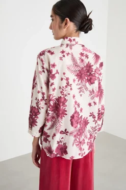Camicia in tela stampata - Bordeaux