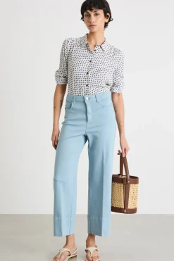 Camicia in tessuto stampato - Bianco Blu