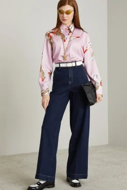Camicia in twill a fantasia - Rosa