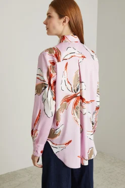 Camicia in twill a fantasia - Rosa