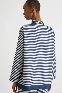 Camicia in twill stampata - Bianco Blu
