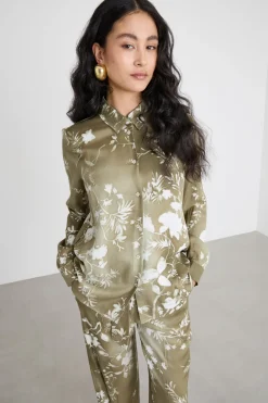 Camicia in twill stampato - Verde