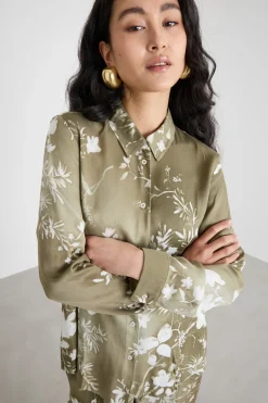 Camicia in twill stampato - Verde