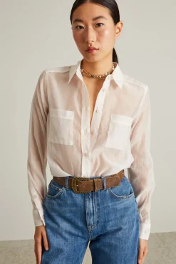 Camicia in voile con taschini - Bianco