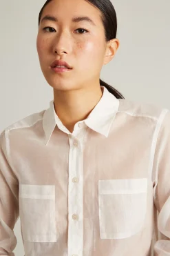 Camicia in voile con taschini - Bianco