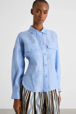 Camicia leggera con tasche - Azzurro