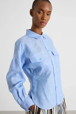 Camicia leggera con tasche - Azzurro