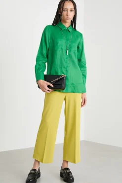 Camicia lunga in ramiè - Verde
