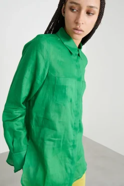 Camicia lunga in ramiè - Verde