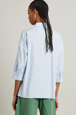 Camicia morbida in popeline - Celeste