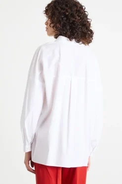 Camicia morbida in popeline stretch - Bianco