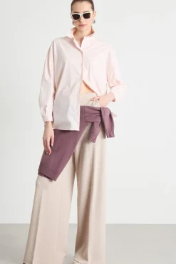 Camicia morbida in popeline stretch - Rosa