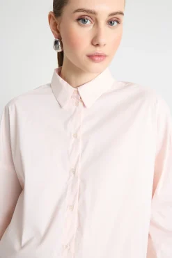 Camicia morbida in popeline stretch - Rosa
