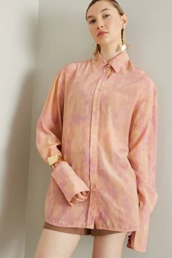 Camicia over con maxi polsino - Rosa