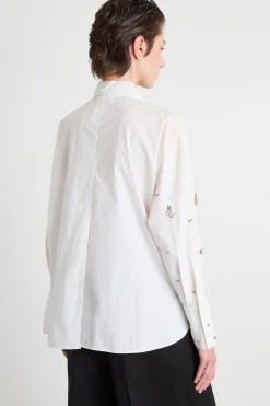 Camicia oversize con strass - Bianco