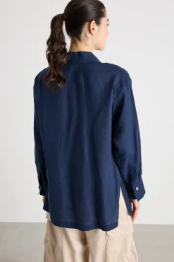 Camicia oversize con tasche - Blu