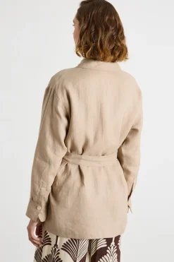 Camicia oversize con tasche - Cammello