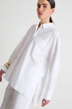 Camicia oversize dritta in popeline - Bianco