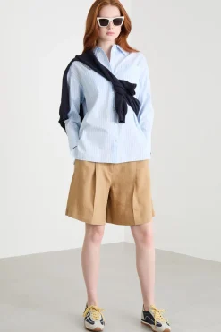 Camicia oversize in popeline - Azzurro