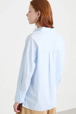 Camicia oversize in popeline - Azzurro
