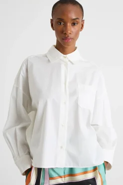 Camicia oversize in popeline - Bianco