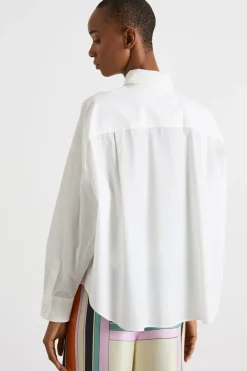 Camicia oversize in popeline - Bianco