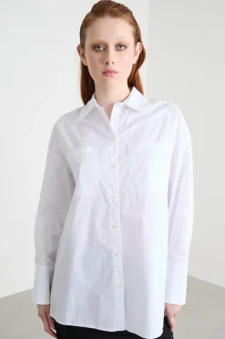 Camicia oversize in popeline - Bianco