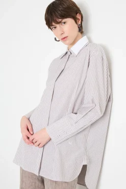 Camicia oversize in popeline - Cammello Bianco