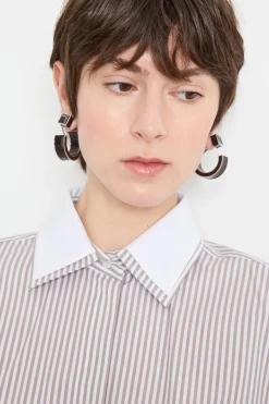 Camicia oversize in popeline - Cammello Bianco