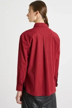 Camicia oversize in popeline - Rosso