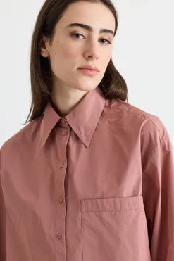 Camicia oversize in taffettà - Rosa
