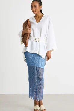 Camicia oversize in tela - Bianco