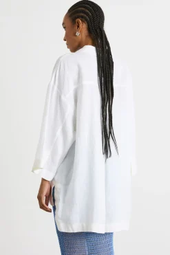 Camicia oversize in tela - Bianco