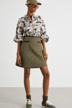 Camicia patchwork - Beige Blu