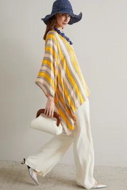 Camicia poncho - Giallo Azzurro Bianco
