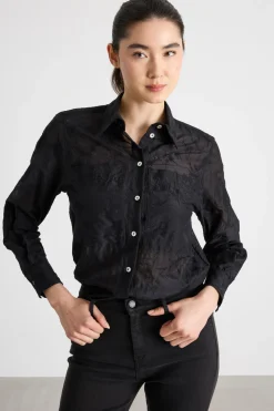 Camicia ricamata - Nero