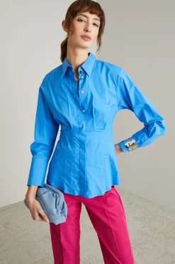 Camicia sfiancata con pinces - Azzurro