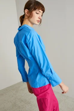 Camicia sfiancata con pinces - Azzurro